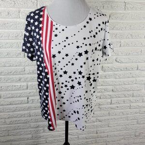 Allison Daley Women's XL Patriotic 4th of July Stars Stripes T-Shirt D3E